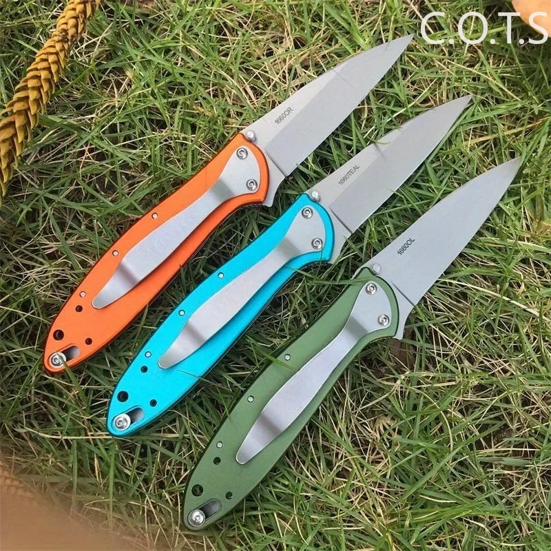 KS 1660 Ken Onion Leek Assisted Flipper Knife Bead Blast Plain Blade Stainless Steel Handles