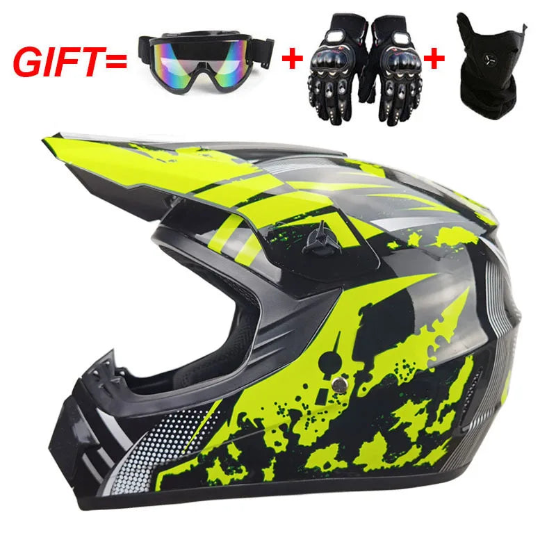 Motocross Youth Kids Child full Helmet Children Helmets motorcycle Casco Moto Off-road Goggles Gloves Protective Cycling Casque