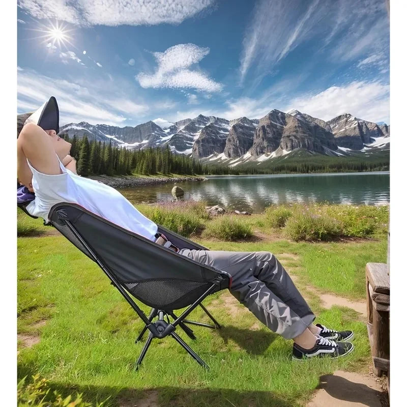 Outdoor Foldable Camping Seat, Light‑Weight Stable Chair with Storage Carry Bag for Beach Fishing & Picnic Activities