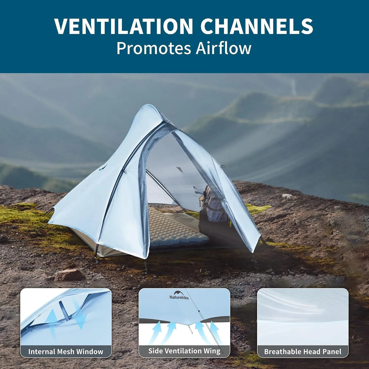 Naturehike New Camping Tent 1 2Person Lightweight Waterproof Backpacking Tent with Footprint Portable Outdoor Hiking Tent