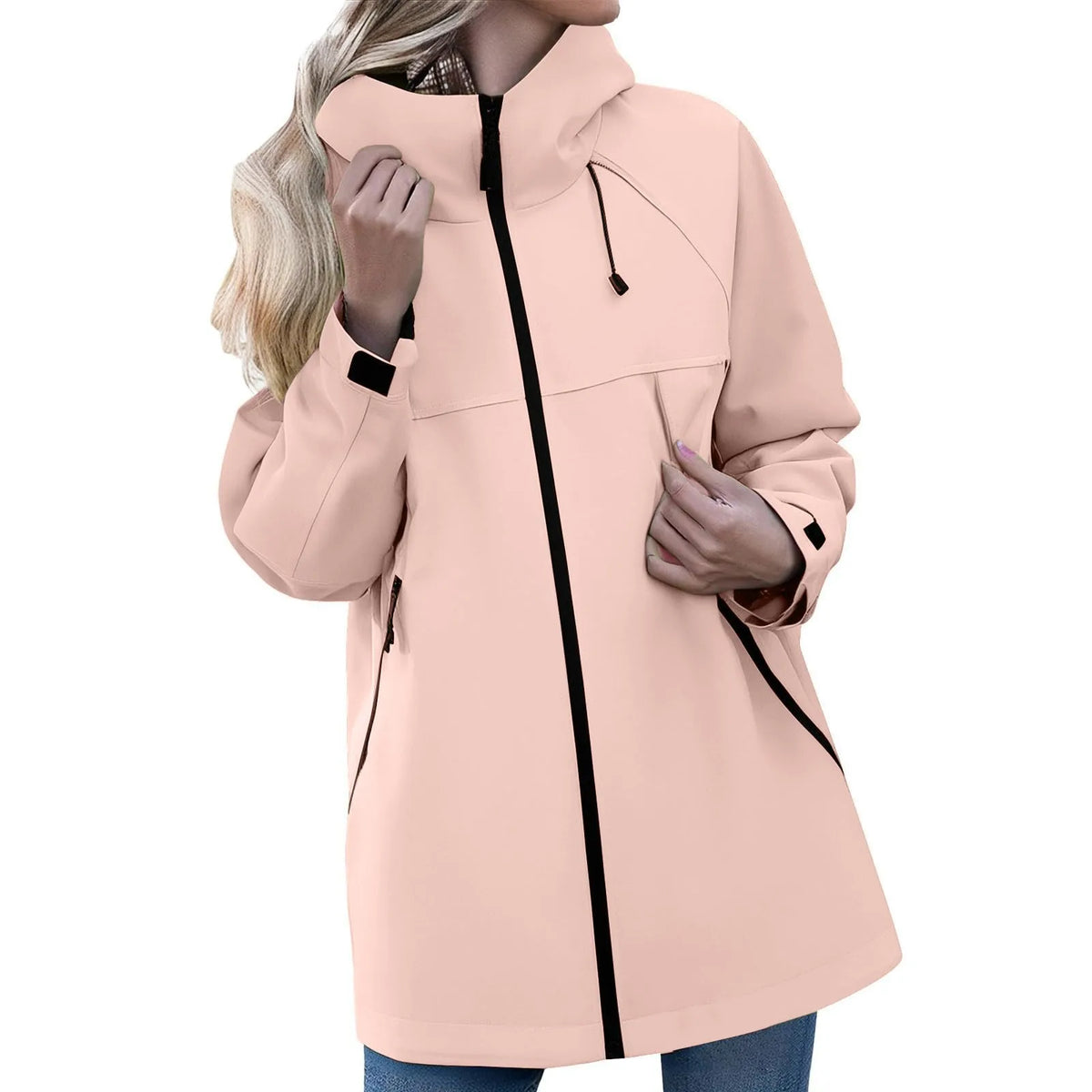 Women's Zipper Jacket Casual Solid Color Long Sleeved Hooded Outdoor Jacket Coat Windproof and Waterproof Mountaineering Jackets