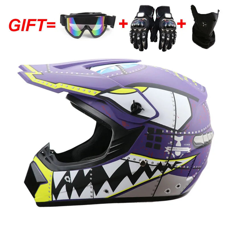 Motocross Youth Kids Child full Helmet Children Helmets motorcycle Casco Moto Off-road Goggles Gloves Protective Cycling Casque
