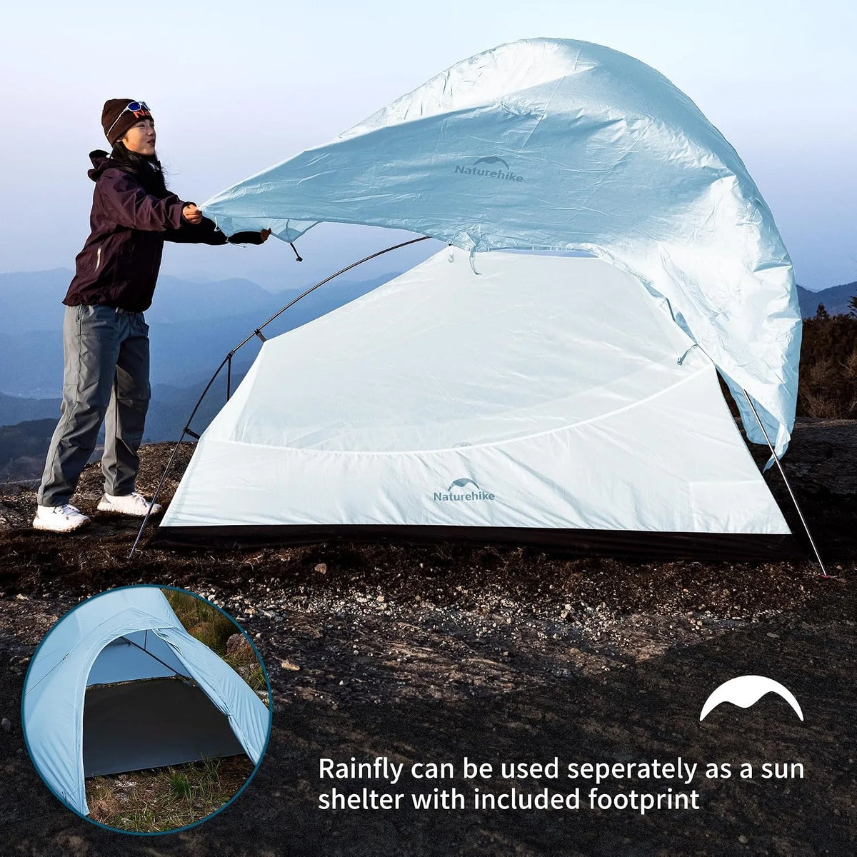 Naturehike New Camping Tent 1 2Person Lightweight Waterproof Backpacking Tent with Footprint Portable Outdoor Hiking Tent