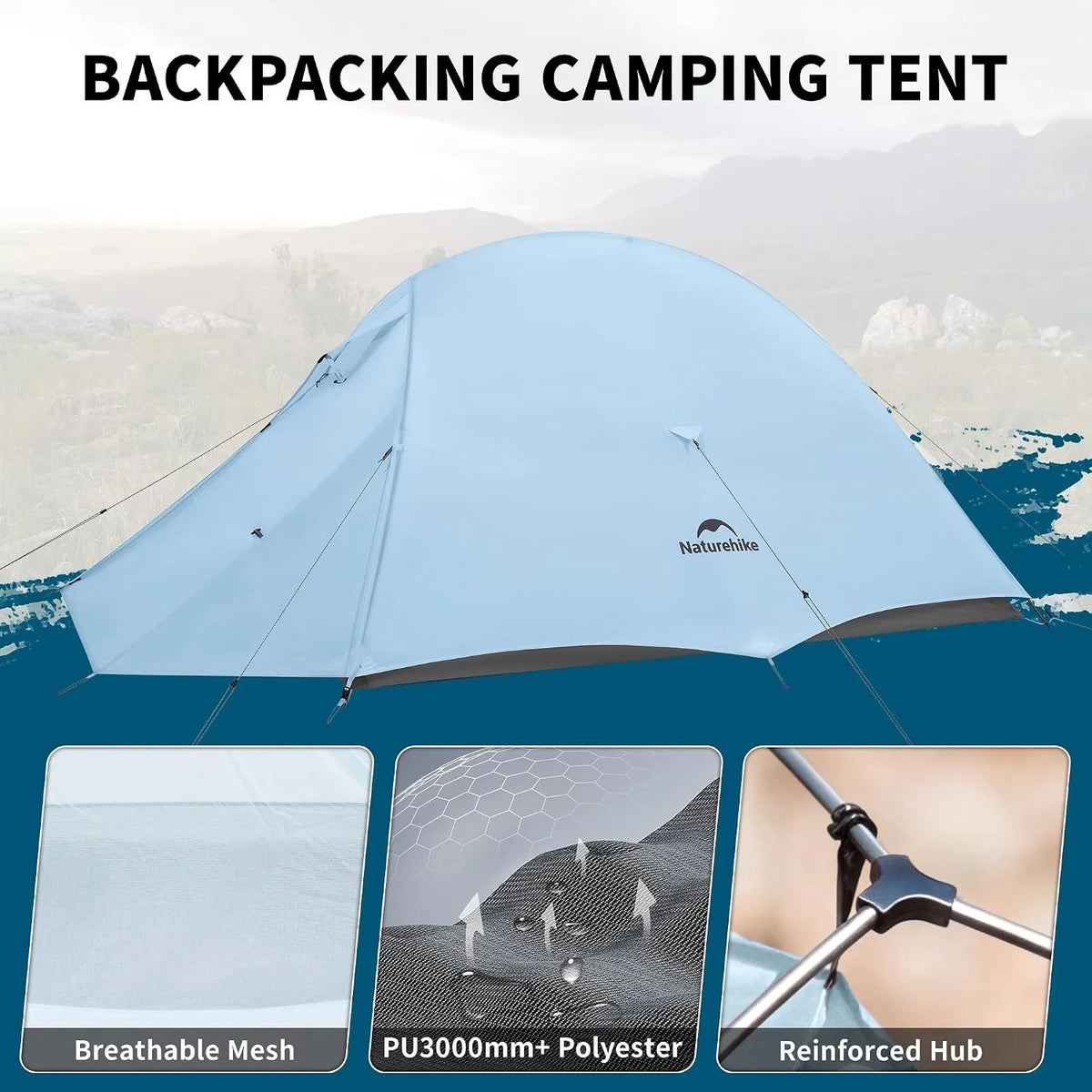 Naturehike New Camping Tent 1 2Person Lightweight Waterproof Backpacking Tent with Footprint Portable Outdoor Hiking Tent