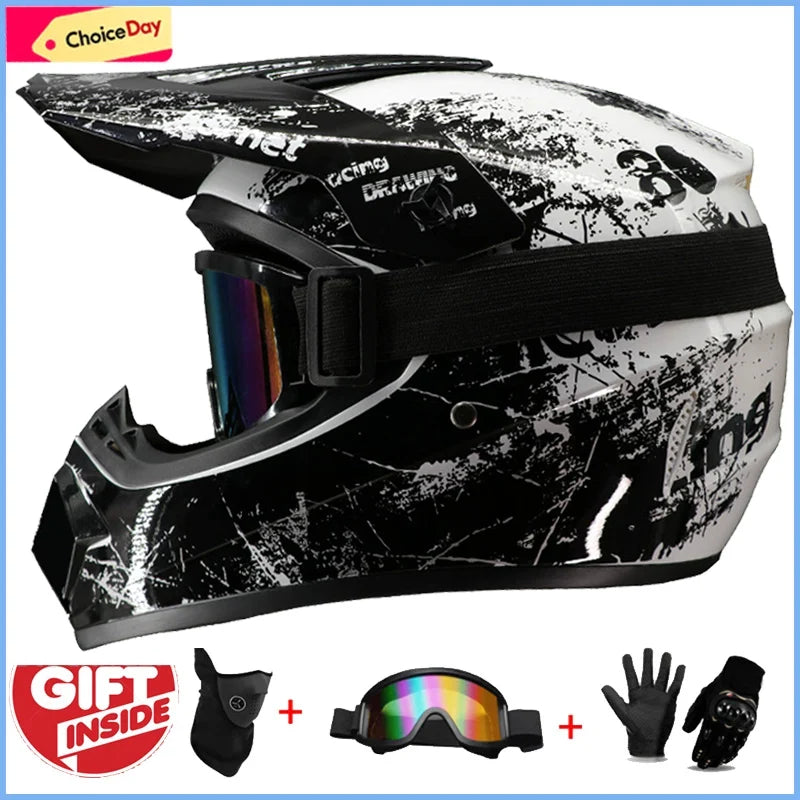 Motocross Youth Kids Child full Helmet Children Helmets motorcycle Casco Moto Off-road Goggles Gloves Protective Cycling Casque