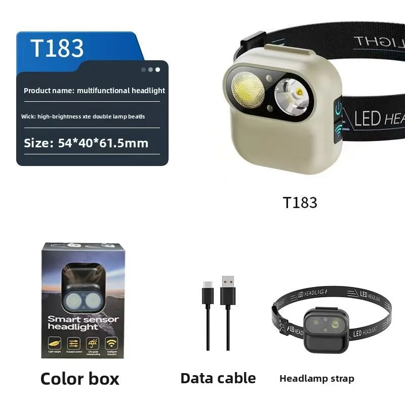 High-brightness Headlamp, Camera-Style, Waterproof, Rechargeable, Long Battery Life, Outdoor Head-Mounted Fishing Sensor Light