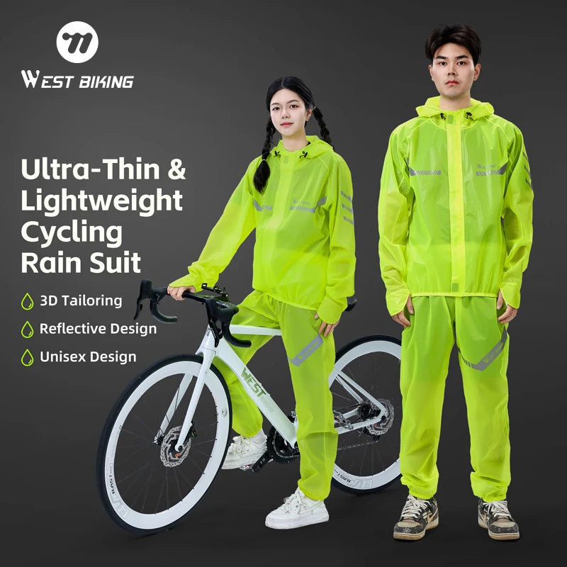 WEST BIKING Waterproof Cycling Raincoat Reflective MTB Road Bike Jacket Electric For Men And Women Bicycle Sport Clothing