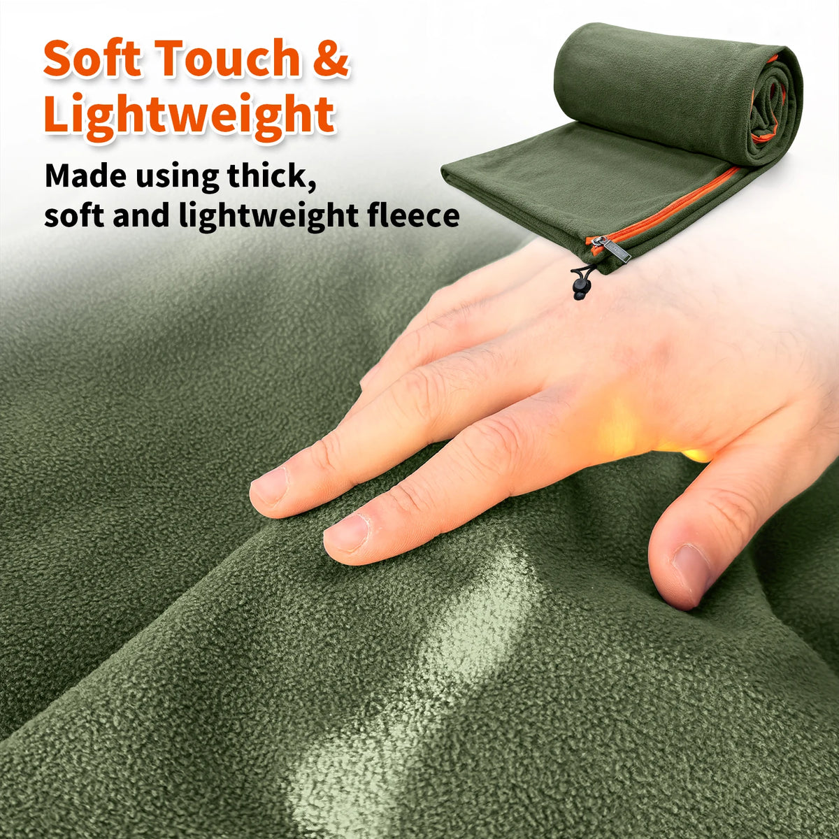 MAPLEAF Fleece Sleeping Bag Liner Warm Winter Camping Travel Sleep Sack Full Zipper Machine Washable Portable Lightweight Adult