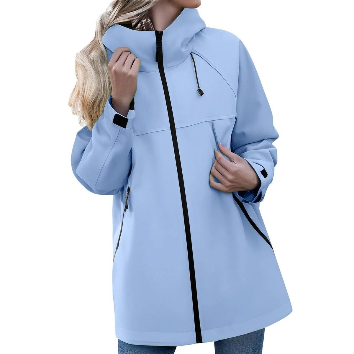 Women's Zipper Jacket Casual Solid Color Long Sleeved Hooded Outdoor Jacket Coat Windproof and Waterproof Mountaineering Jackets