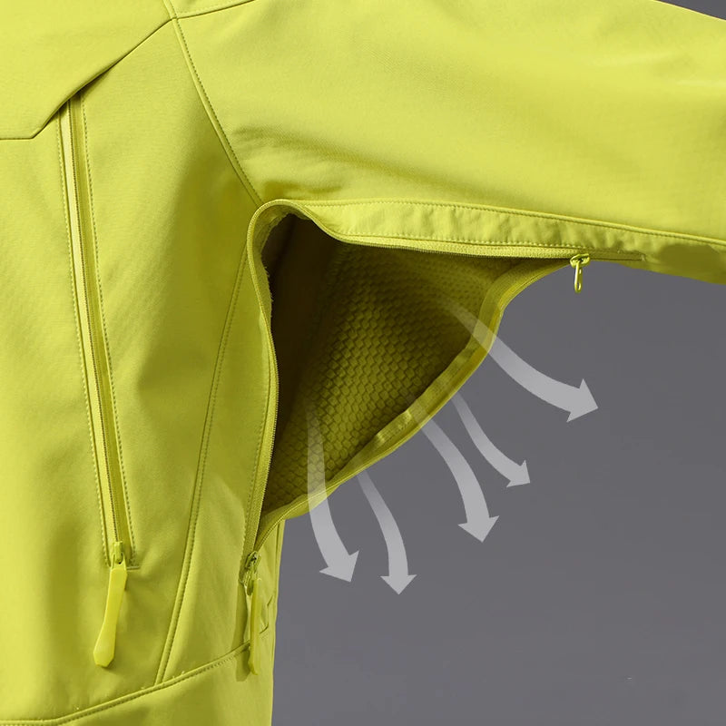JNLN Men Women Waterproof Soft Shell Jacket Windproof Warm Fleece Rain Coat Unisex Hiking Climbing Trekking Outdoor Windbreaker