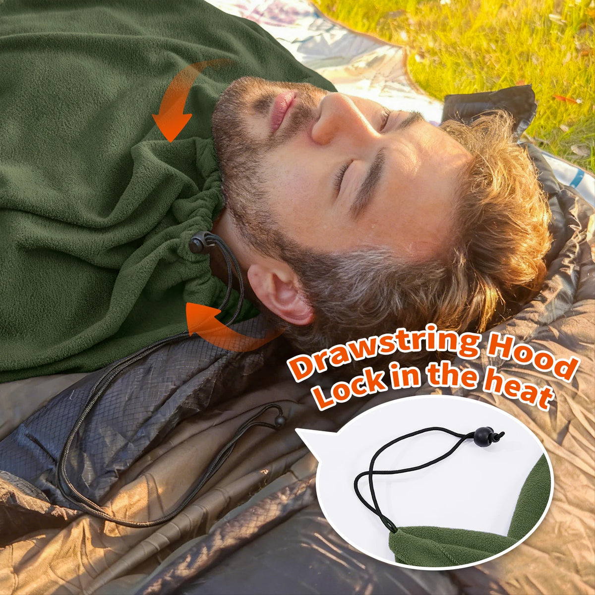 MAPLEAF Fleece Sleeping Bag Liner Warm Winter Camping Travel Sleep Sack Full Zipper Machine Washable Portable Lightweight Adult