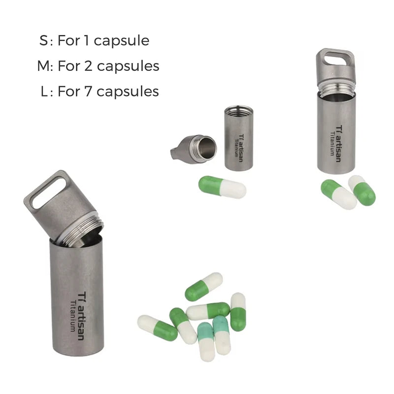Tiartisan Titanium Mini EDC Tools Portable Sealed Medicine Bottle Home Outdoor Pill Box Waterproof Titanium Pill Container
