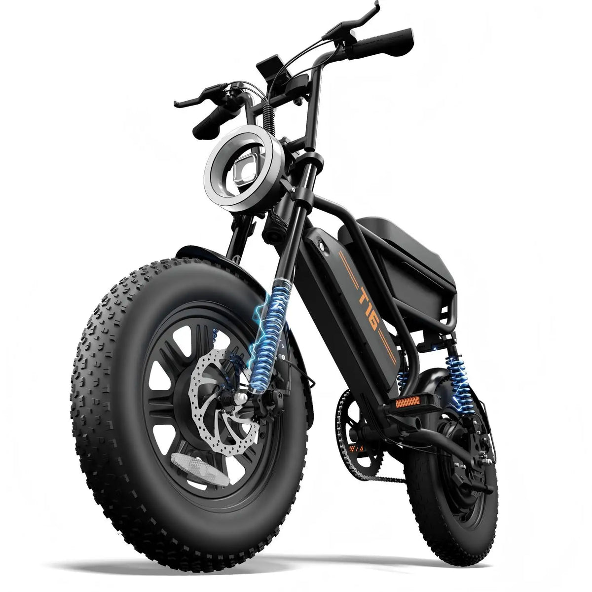 Urlife T16 16"x3" Fat Tire Electric Bike 750W Peak Motor 48V Removable Battery Dual Suspension 7-Speed Gears E-Bike Adult Commuter Off Road