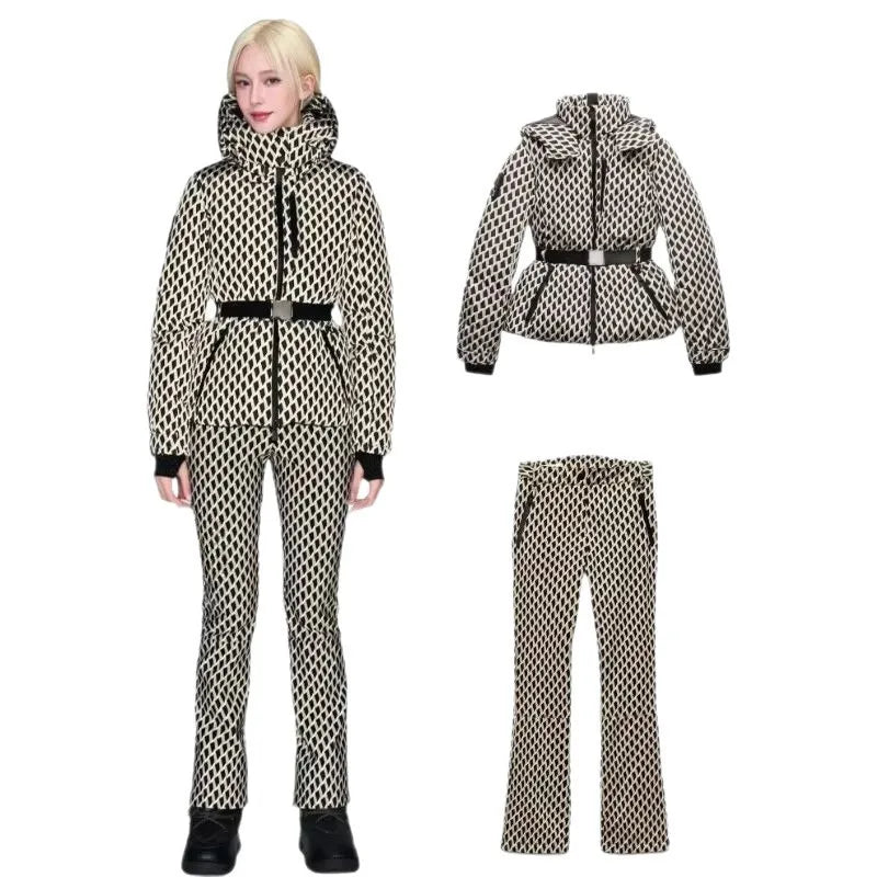 Ski suit fashion waist down cotton jacket cotton pants ski jacket snow jacket women ski suit women