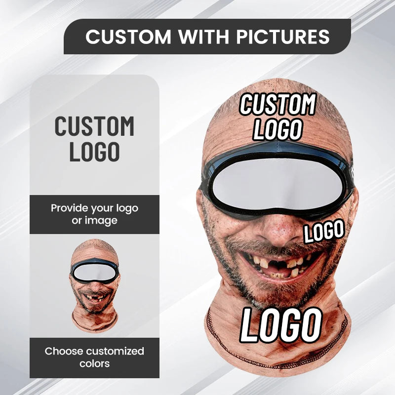Funny Old Man Ski Mask Realistic Face Balaclava Summer Winter 3D Printed Full Face Mask for Skiing Snowboarding Outdoor Sports