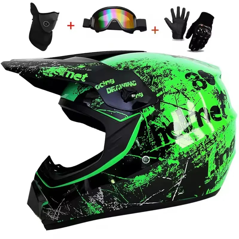 Motocross Youth Kids Child full Helmet Children Helmets motorcycle Casco Moto Off-road Goggles Gloves Protective Cycling Casque