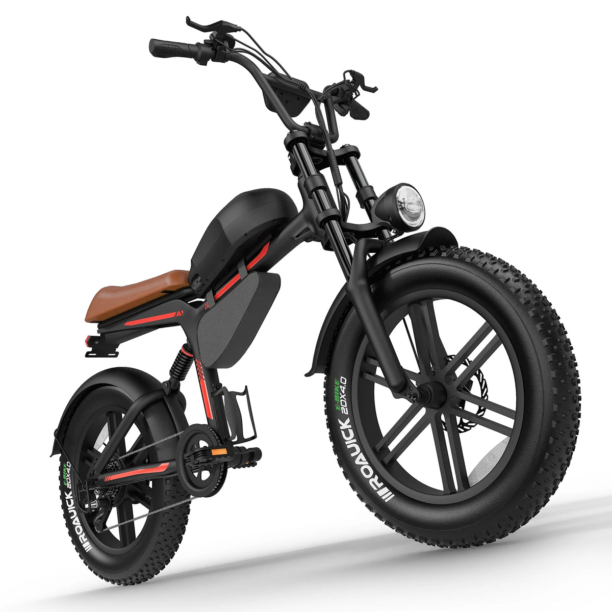 QNUT Retro Fat Tire Electric Bike For Adults 1500W Peak Motor 48V 18Ah Battery Max 28MPH 20 Inch Off Road Mountain Ebike US Warehouse Fast Shipping