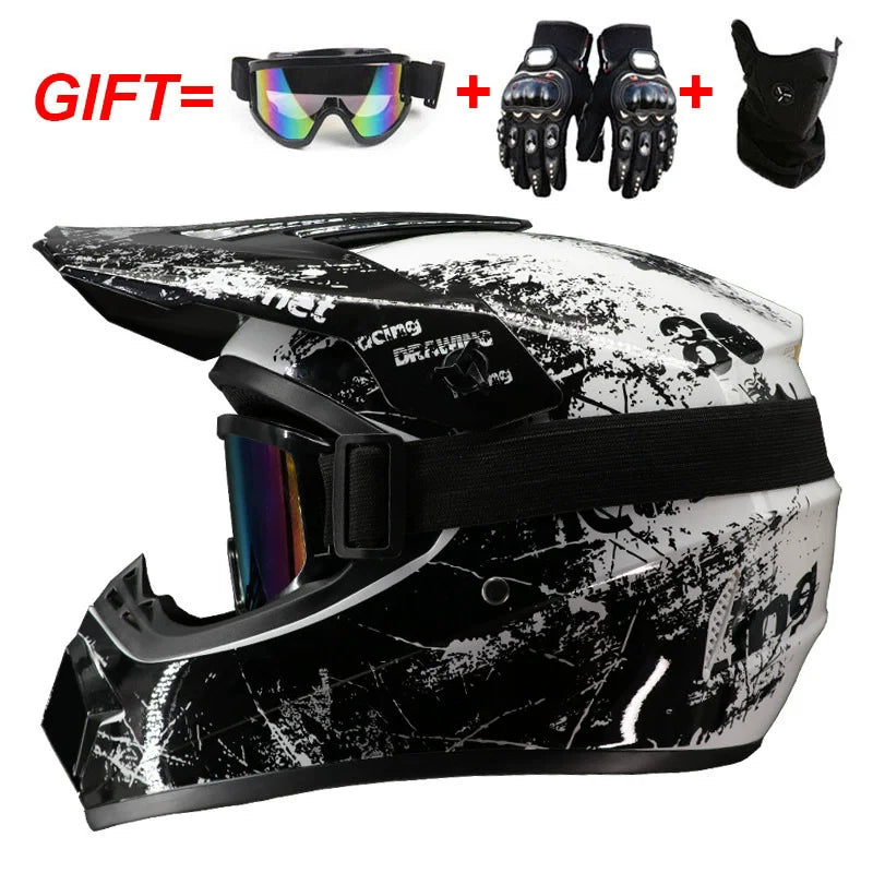 Motocross Youth Kids Child full Helmet Children Helmets motorcycle Casco Moto Off-road Goggles Gloves Protective Cycling Casque