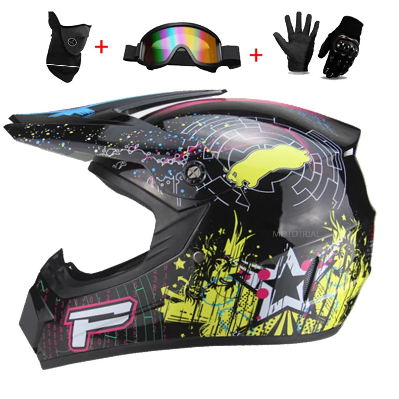 Motocross Youth Kids Child full Helmet Children Helmets motorcycle Casco Moto Off-road Goggles Gloves Protective Cycling Casque
