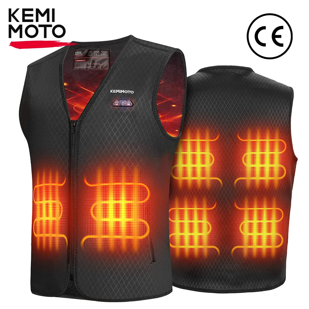 KEMIMOTO CE Heated Vest Men Women for Winter Motorcycle Riding Jacket USB Electric Heating Lightweight Inner for Outdoor Gear