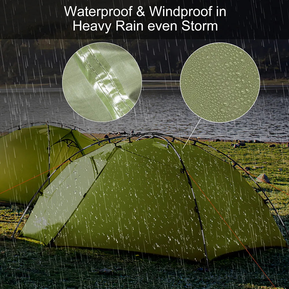 Night Cat 2 Person Backpacking Tent 190T Ultralight Travel Tent Waterproof Hiking Survival Outdoor Camping Tent Double Layers