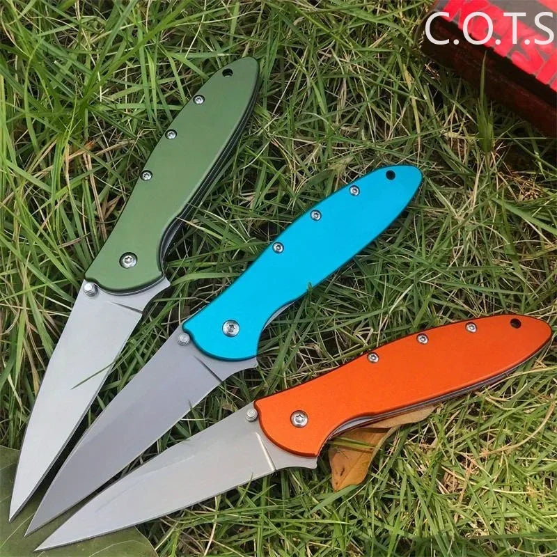 KS 1660 Ken Onion Leek Assisted Flipper Knife Bead Blast Plain Blade Stainless Steel Handles