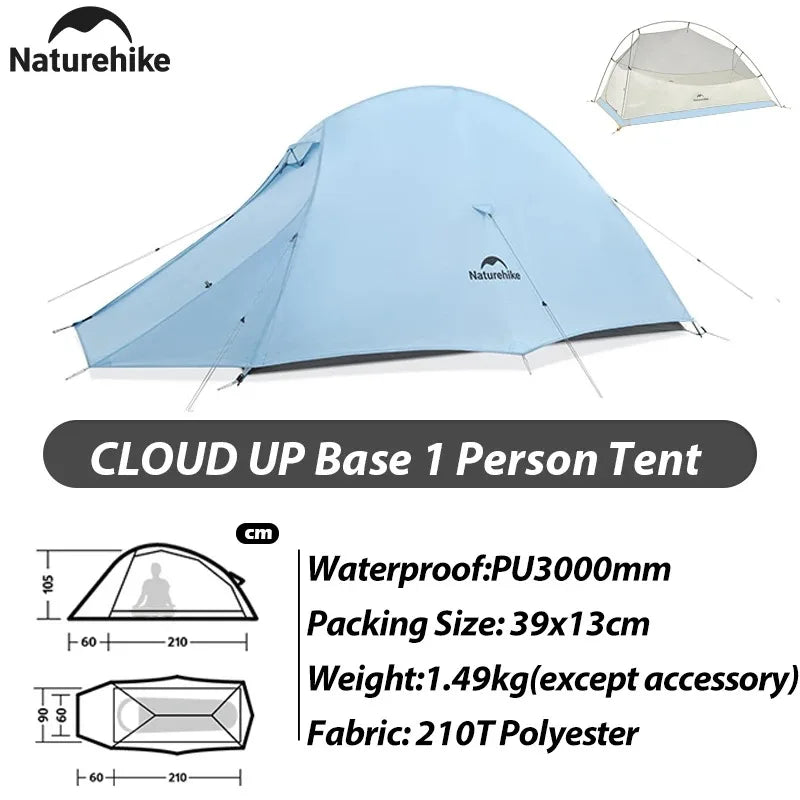 Naturehike New Camping Tent 1 2Person Lightweight Waterproof Backpacking Tent with Footprint Portable Outdoor Hiking Tent