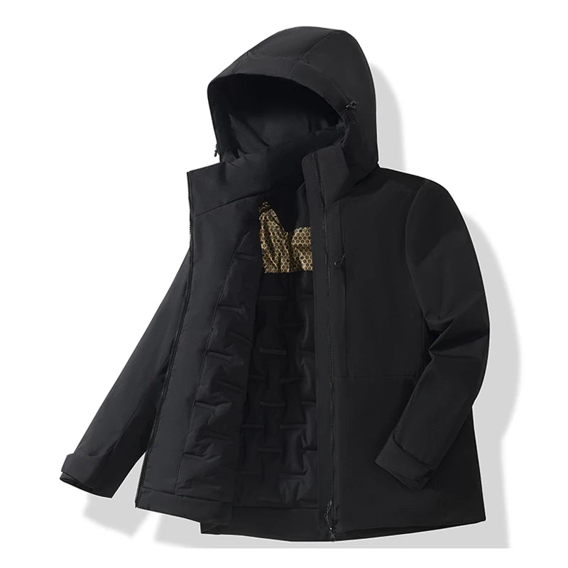 LNGXO Unisex Waterproof Fleece Jackets Winter Windproof Thermal Windbreaker Men Women Hiking Camping Skiing Climbing Raincoat