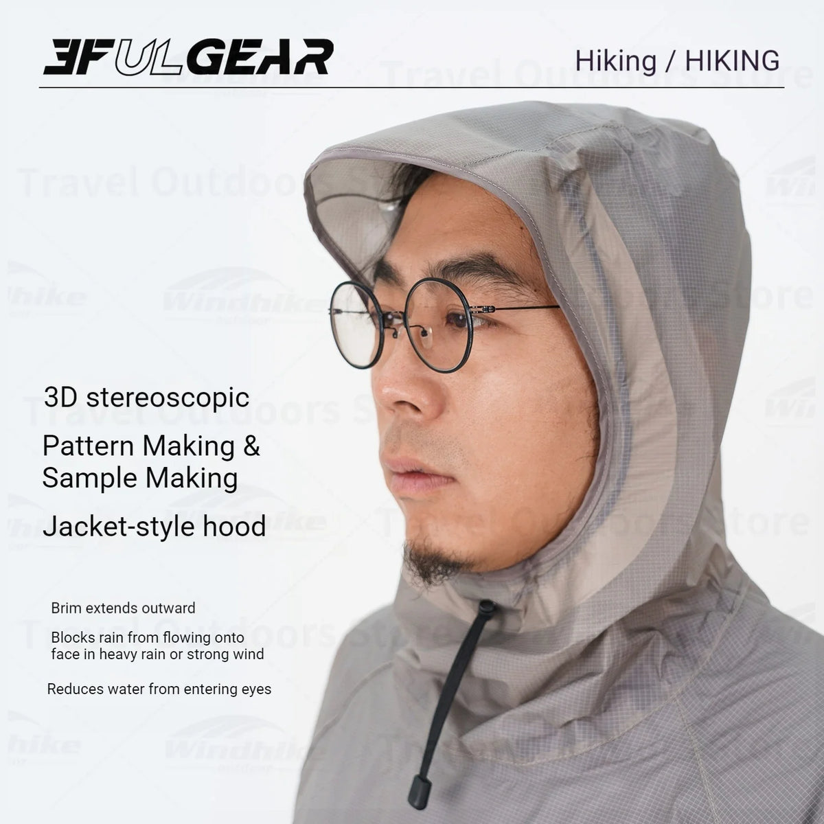 3F UL GEAR Lightweight Split Raincoat with Hooded 15D Nylon 20D Dyneema Waterproof PU10000mm Outdoor Pants Hiking Sleeve Poncho