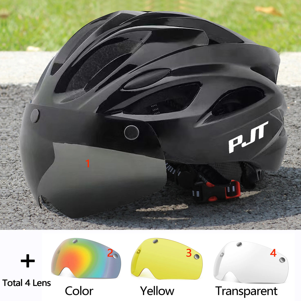 PJT Ultra-Light Magnetic Goggles Bicycle Helmet Lightweight PC Shell & EPS Foam Construction Cycling Helmet MTB Bike Helmet