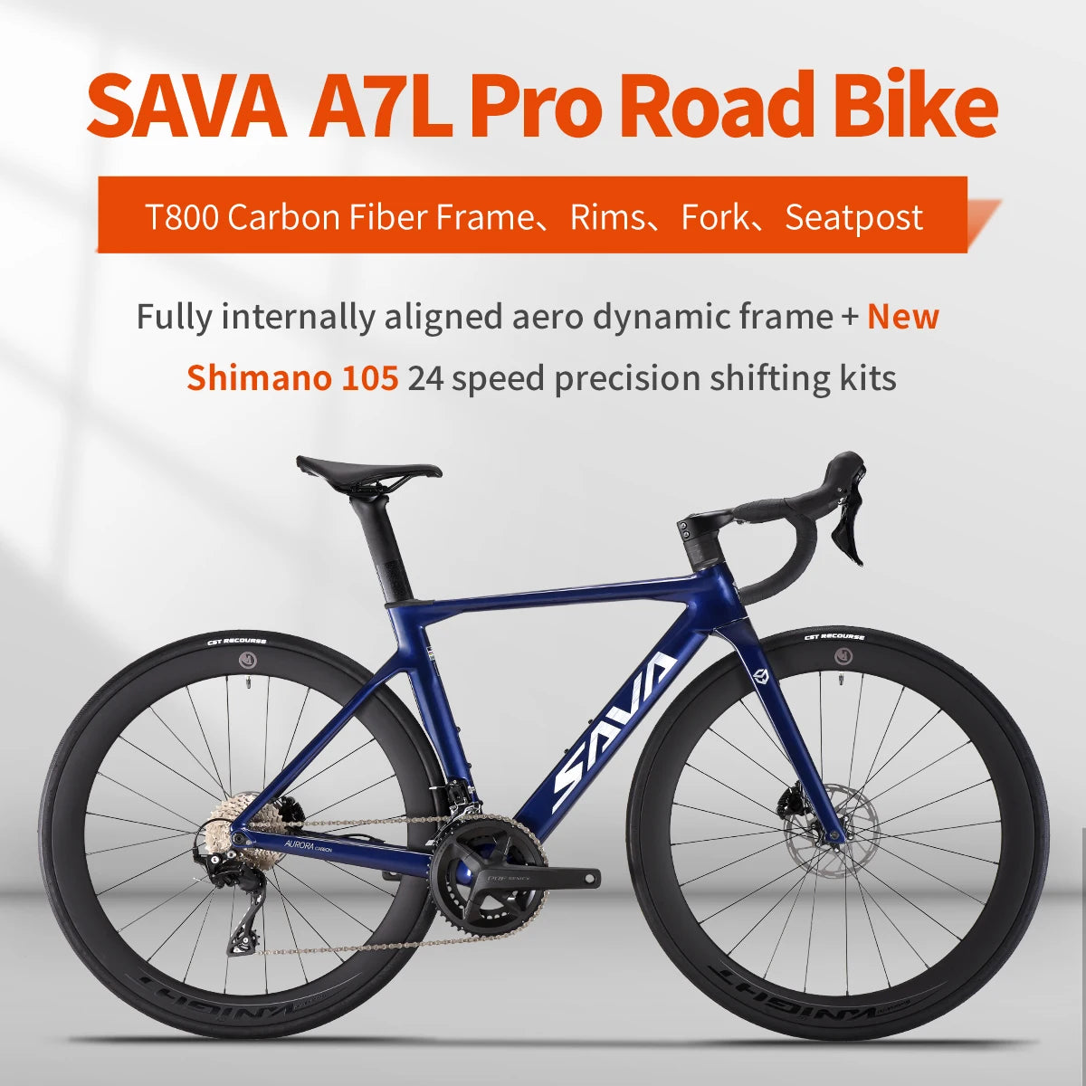 SAVA NEW A7L /A7L Pro Carbon Road Bike, Adult Racing Bike, Equipped With Shimano 105 R7100, 24-Speed Hydraulic Brakes