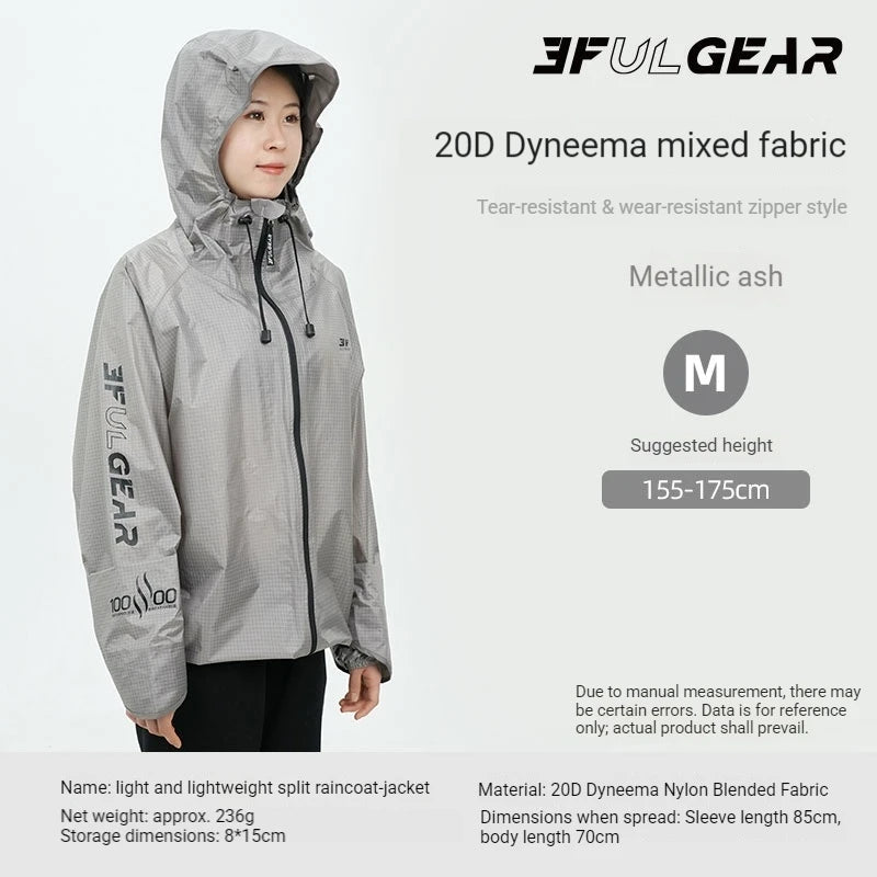 3F UL GEAR Lightweight Split Raincoat with Hooded 15D Nylon 20D Dyneema Waterproof PU10000mm Outdoor Pants Hiking Sleeve Poncho