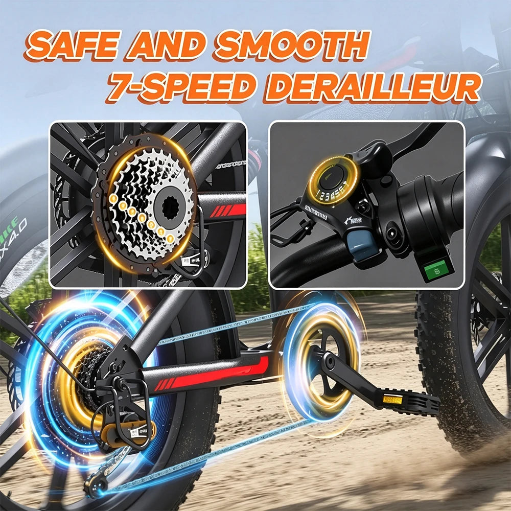 QNUT Retro Fat Tire Electric Bike For Adults 1500W Peak Motor 48V 18Ah Battery Max 28MPH 20 Inch Off Road Mountain Ebike US Warehouse Fast Shipping