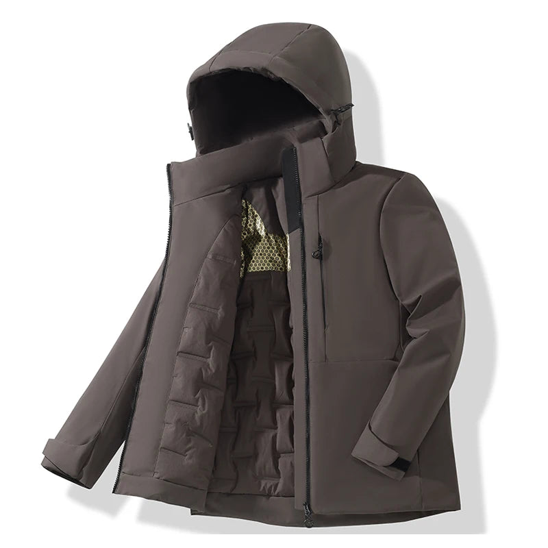 LNGXO Unisex Waterproof Fleece Jackets Winter Windproof Thermal Windbreaker Men Women Hiking Camping Skiing Climbing Raincoat