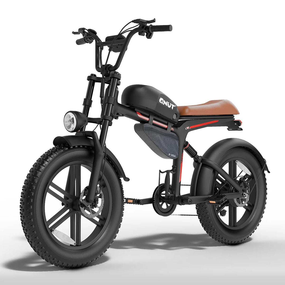 QNUT BK20 Electric Bike for Adults 1500W Peak Brushless Motor 48V 18AH Removable Battery 20"*4.0"Fat Tire Full Suspension All‑Terrain Off‑Road Vintage Chopper Ebike Retro Mountain Dirt Bike Ship From US Warehouse