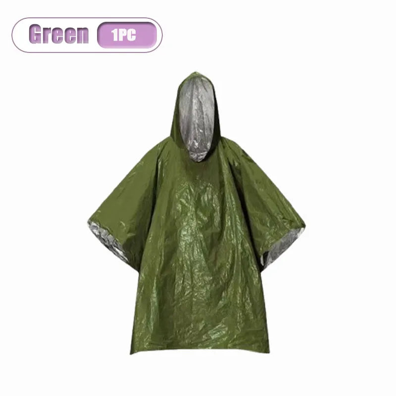 Outdoor Emergency Insulation Raincoat Multifunctional First Aid Raincoat Life Blanket Rainproof and Cold Resistant Dual-purpose