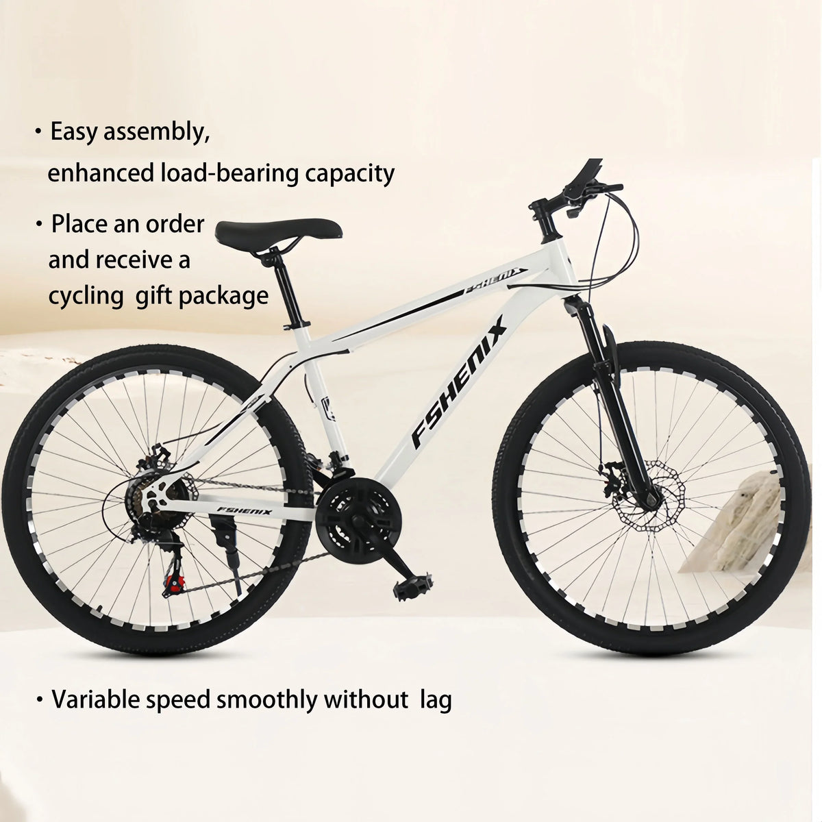 24/26 Inch Mountain Bike with Shock Absorption, Front and Rear Double Disc Brakes, 21-Speed Geared Bicycle