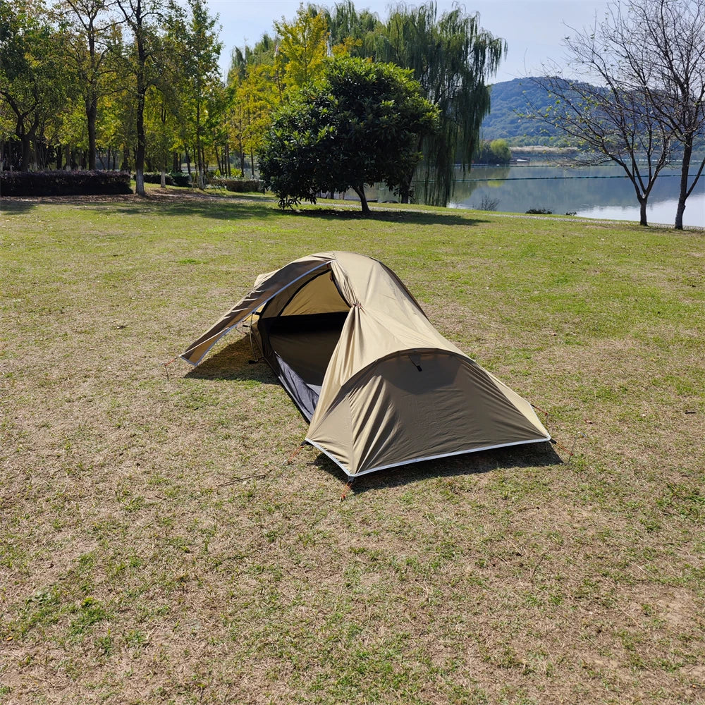 2024 Backpacking Tent 1 Person Ultralight Aluminum Pole Stormproof Camping Tent Suitable for Four Seasons Single Person Tent