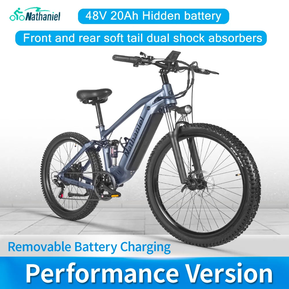 Nathaniel SYR03 Electric Bike 1000W 48V 20AH, 27.5" Long Range for Mountain & Road Riding, Electric Bike Adults, Mountain Bikes