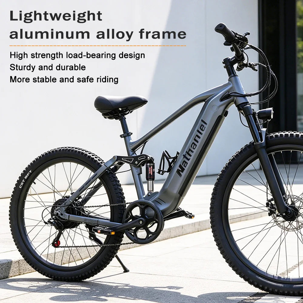 Nathaniel SYR03 Electric Bike 1000W 48V 20AH, 27.5" Long Range for Mountain & Road Riding, Electric Bike Adults, Mountain Bikes
