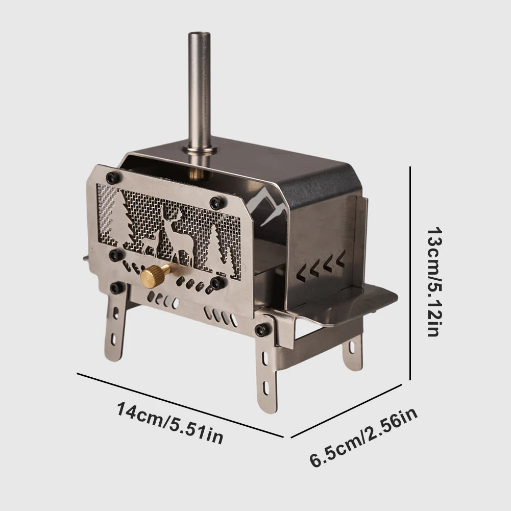Stainless Steel Mini Tent Stove Portable Firewood Heater Stoves Adjustable Height Wood Burner For Outdoor Camping Accessories