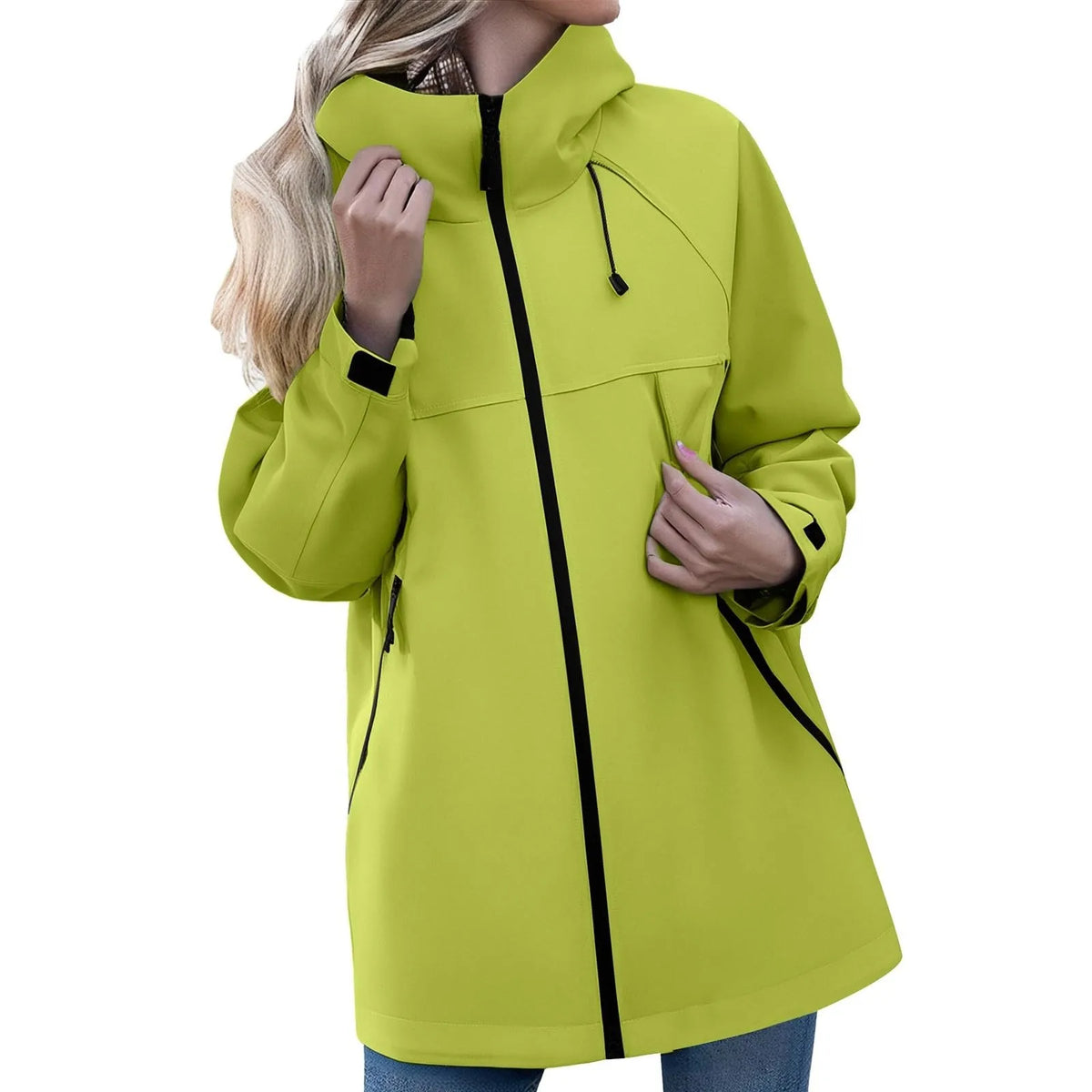 Women's Zipper Jacket Casual Solid Color Long Sleeved Hooded Outdoor Jacket Coat Windproof and Waterproof Mountaineering Jackets