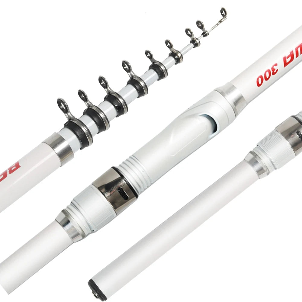 BAKAWA Upgrade 3.0m 2.7m 2.4 2.1m 1.8-1.5M Ultra-light Portable Telescopic Feeder Carbon Fiber Fishing Rod Spinning White New