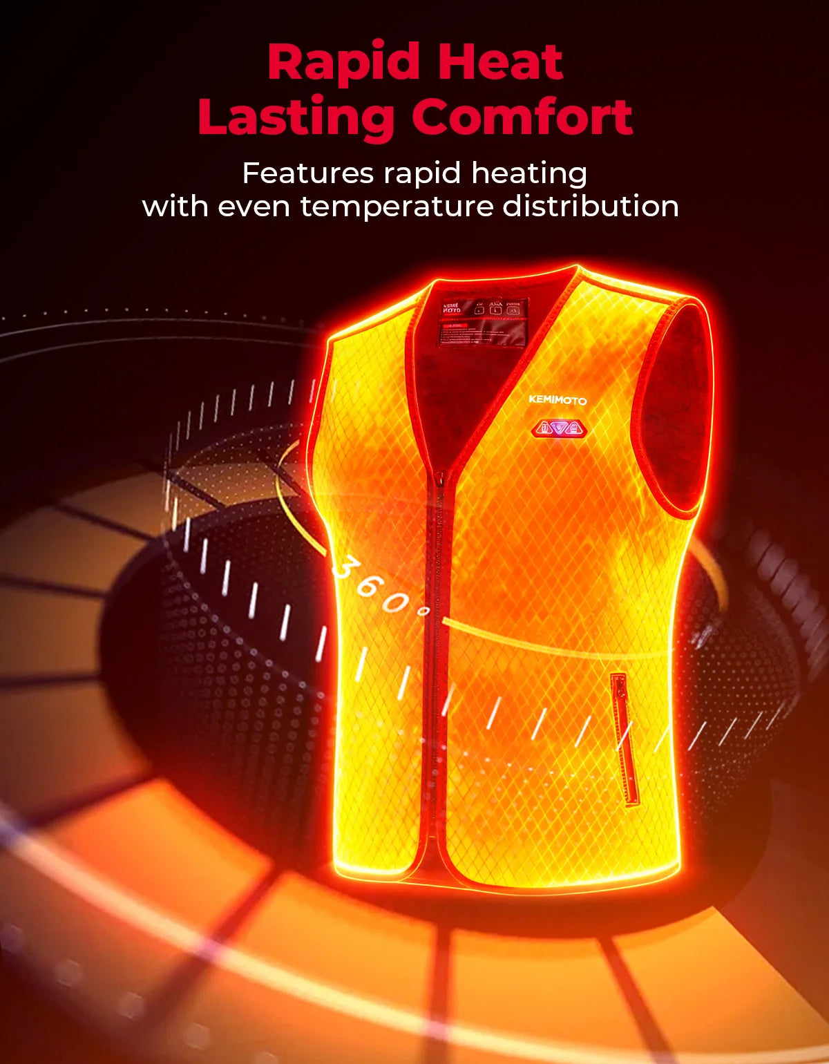 KEMIMOTO CE Heated Vest Men Women for Winter Motorcycle Riding Jacket USB Electric Heating Lightweight Inner for Outdoor Gear