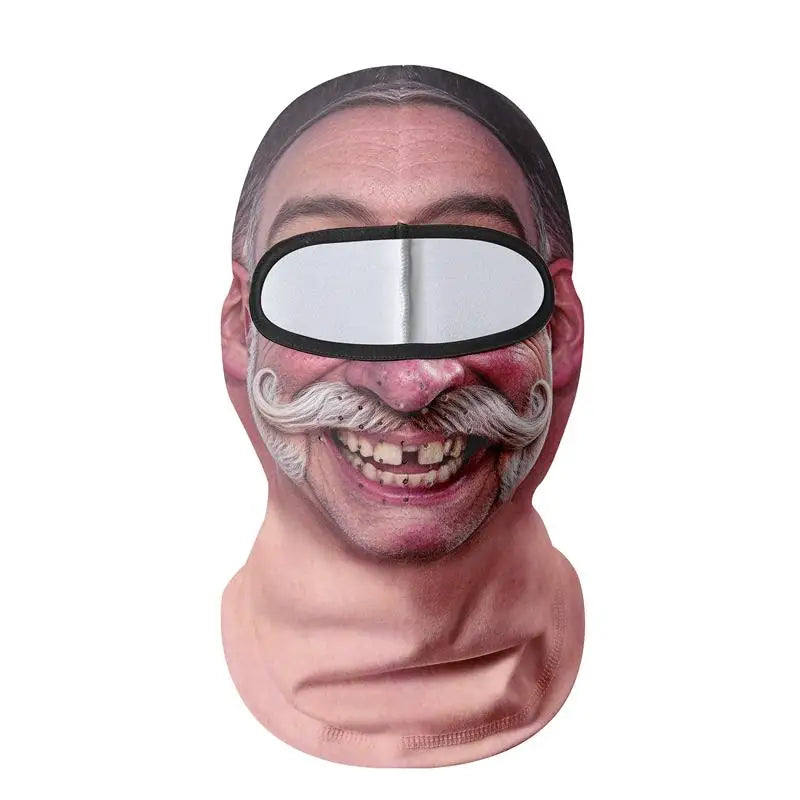 Funny Old Man Ski Mask Realistic Face Balaclava Summer Winter 3D Printed Full Face Mask for Skiing Snowboarding Outdoor Sports
