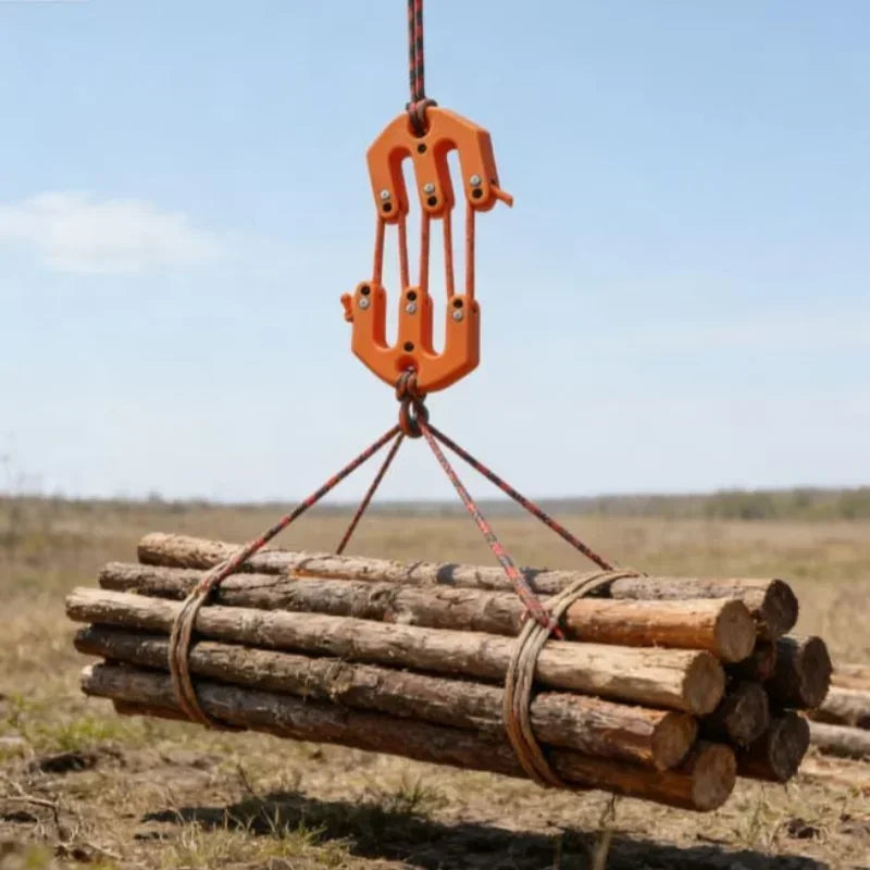 Pulleys Hoist with Strap Weatherproof Portable Block and Tackle Pulleys System for Hunting Pulling Field Dressing Camping Hiking