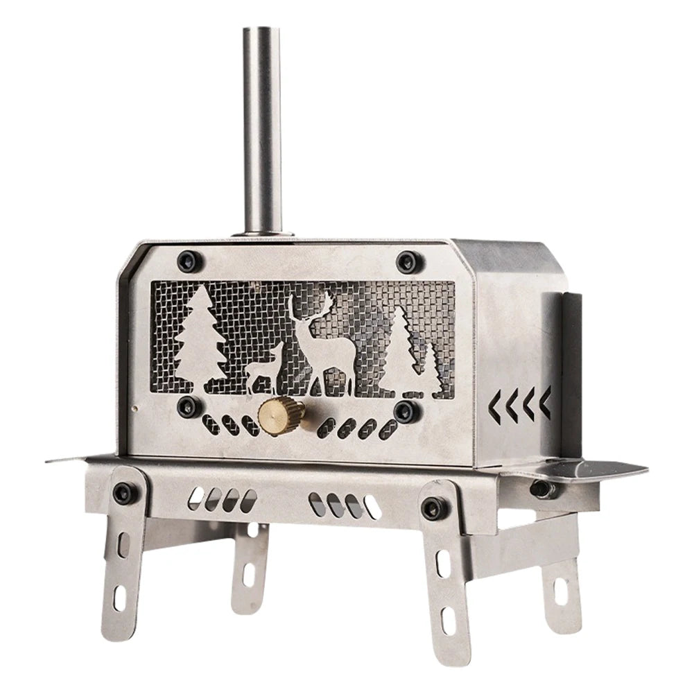 Stainless Steel Mini Tent Stove Portable Firewood Heater Stoves Adjustable Height Wood Burner For Outdoor Camping Accessories