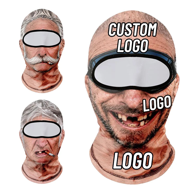 Funny Old Man Ski Mask Realistic Face Balaclava Summer Winter 3D Printed Full Face Mask for Skiing Snowboarding Outdoor Sports